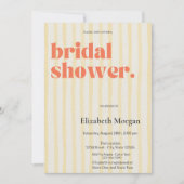 レトロ黄ストライプ色シンプルブライダルシャワー 招待状 (正面)