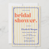 レトロ黄ストライプ色ブライダルシャワー 招待状 (正面)