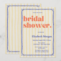 レトロ黄ストライプ色ブライダルシャワー