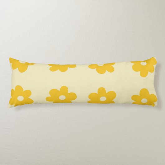 レトロ黄熱帯シンプル花の模様 ボディピロー (正面)