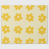 レトロ黄熱帯シンプル花の模様 ラッピングペーパー (フラット)