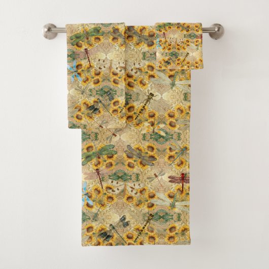 レトロ黄色ヒマ数々のワリ色トンボ バスタオルセット (インサイチュ)