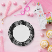 レトロ黒と白の正方形 ペーパープレート (パーティー)