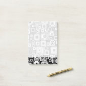 レトロ黒と白の正方形 ポストイット (デスク上)