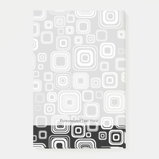 レトロ黒と白の正方形 ポストイット (正面)