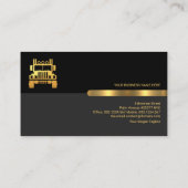 レトロ黒のグレーの画層金ゴールドタブのホーム引越し業者 名刺 (裏面)