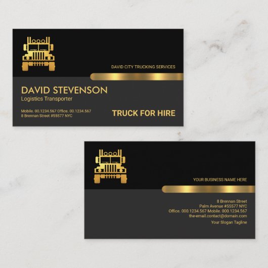 レトロ黒のグレーの画層金ゴールドタブのホーム引越し業者 名刺 (正面/裏面)