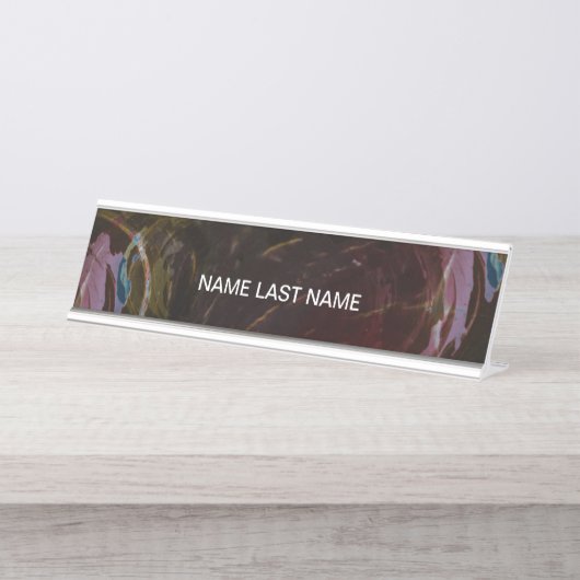 レトロ黒原子抽象芸術 デスクネームプレート (正面)