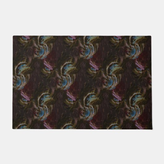 レトロ黒原子抽象芸術 ドアマット (正面)