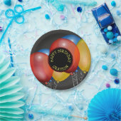 レトロ黒板と風船ハッピーバースデー ペーパープレート (パーティー)