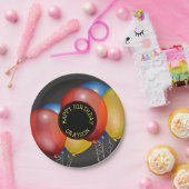 レトロ黒板と風船ハッピーバースデー ペーパープレート (パーティー)