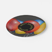 レトロ黒板と風船ハッピーバースデー ペーパープレート (アングル)