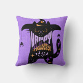 レトロ黒猫おかしなハロウィーン クッション (裏面)