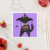 レトロ黒猫おかしなハロウィーン スタンダードカクテルナプキン (インサイチュ)