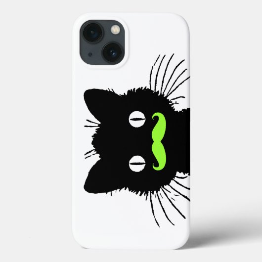 レトロ黒猫おもしろいライムグリーン髭 Case-Mate iPhoneケース (裏面)