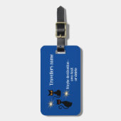 レトロ黒猫とスターバスト – 編集可能メッセージ ラゲッジタグ (正面縦)