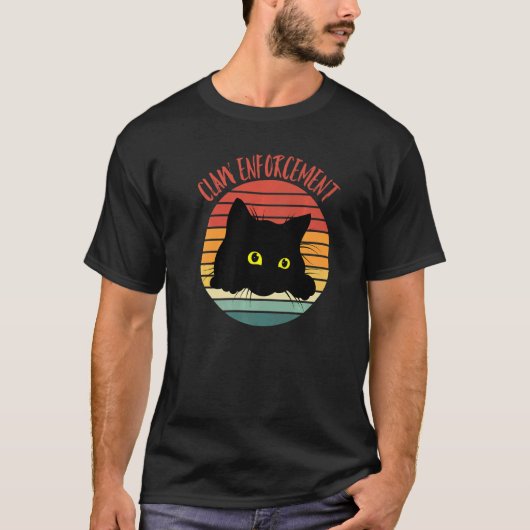 レトロ黒猫の爪執行 Tシャツ (正面)