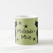 レトロ黒猫ウィートグラスグリーン コーヒーマグカップ (中央)