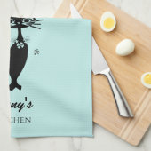 レトロ黒猫キッチンタパーソナライズされたオル キッチンタオル (四つ折り)