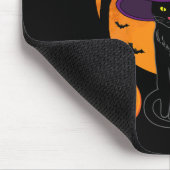 レトロ黒猫ハロウィンカボチャの衣装の女性キ マウスパッド (コーナー)