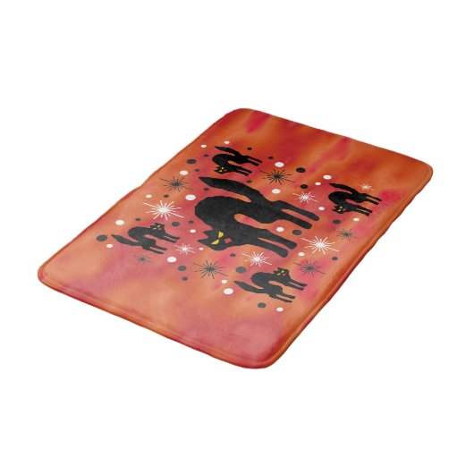 レトロ黒猫ファンタジーとスターバスト バスマット (アングル)