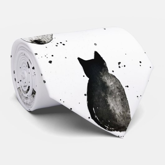 レトロ黒猫子猫おもしろいウォーター色の愛人 ネクタイ (ロール)