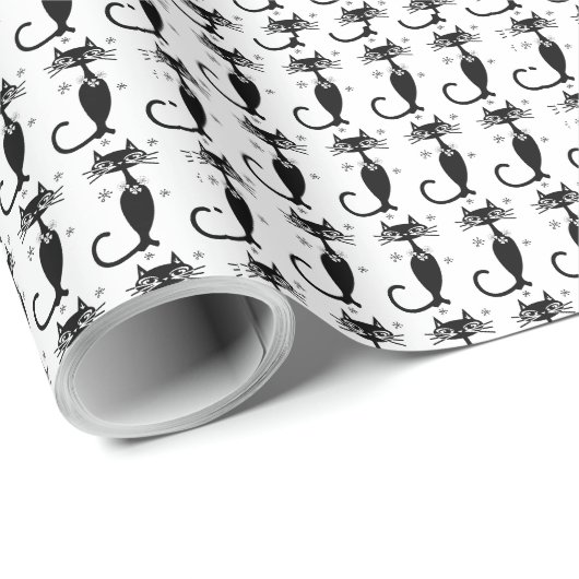 レトロ黒猫誕生日包装紙 ラッピングペーパー (ロールコーナー)
