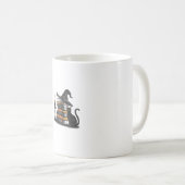 レトロ黒猫読の本ヴィンテージハロウィーンブー コーヒーマグカップ (正面右)