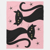 レトロ黒猫 フリースブランケット (正面)