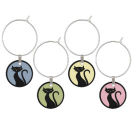 レトロ黒猫 ワインチャーム