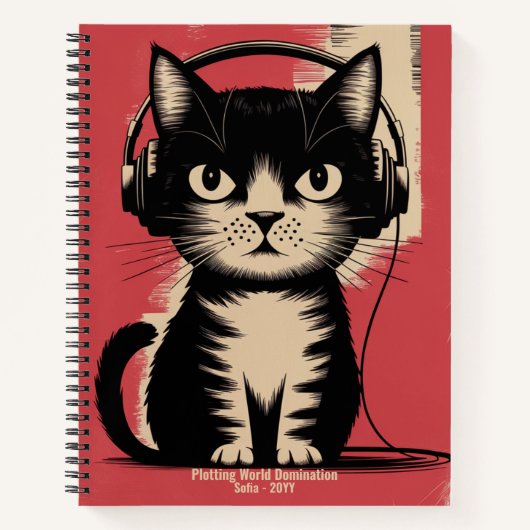 レトロ黒猫、世界征服を企おもしろいてる ノートブック (正面)