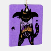 レトロ黒猫 楽しいハロウィン セラミックオーナメント (右)