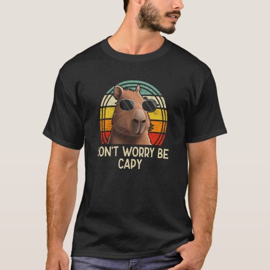 レトロ齧歯類カピバラ心配する心配するケイピー Tシャツ (正面)