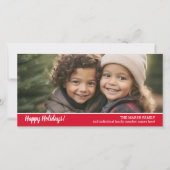 レトロ1の写真とホワイトスクリプトクリスマスグリーティング シーズンカード (正面)