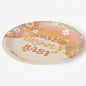 レトロ1歳のベビー誕生日 ペーパープレート (アングル)