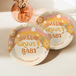 レトロ1歳のベビー誕生日 ペーパープレート<br><div class="desc">レトロ1のgroovyベビー誕生日紙プレート一致する項目が利用可能。</div>