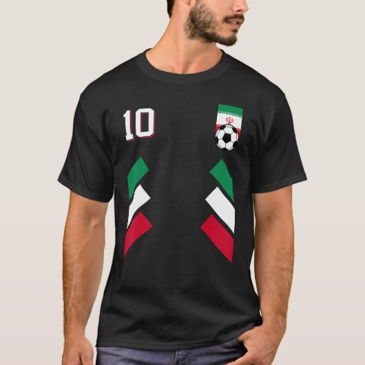 レトロ10イランサッカーイラン国旗 Tシャツ (正面)