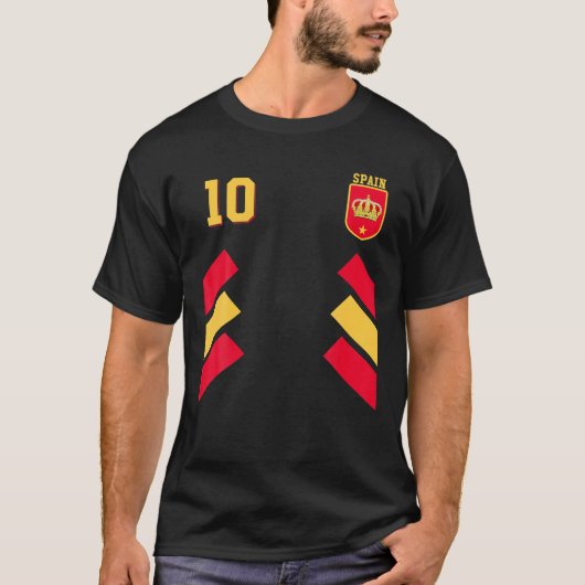 レトロ10スペインのサッカースペイン国旗 Tシャツ (正面)