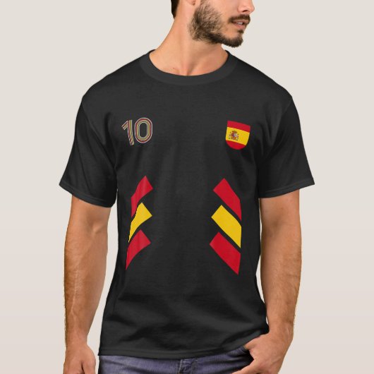 レトロ10スペインサッカースペイン国旗T S Tシャツ (正面)