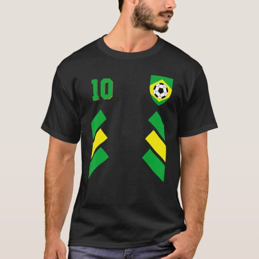 レトロ10ブラジルサッカーブラジルFl Tシャツ (正面)