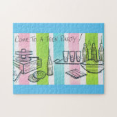 レトロ10代のパーティー招待状 ジグソーパズル (横)