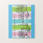 レトロ10代のパーティー招待状 ジグソーパズル (縦)