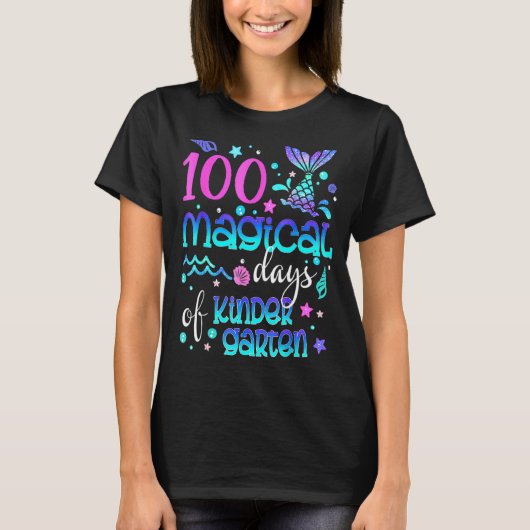レトロ100幼稚園マーメイドギルの魔法の日 Tシャツ (正面)