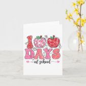 レトロ100日の学校スマイル顔かわいい100日目 カード (黄色い花)