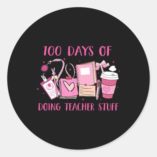 レトロ100日の実行先生物おもしろいTeache ラウンドシール (正面)