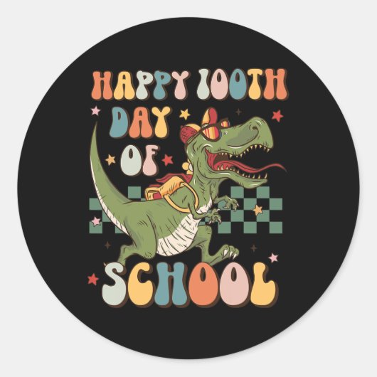 レトロ100日目の学校の100の日かわいい ラウンドシール (正面)