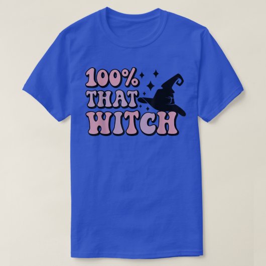 レトロ100%その魔女おもしろい100ハロウィーン Tシャツ (デザイン正面)
