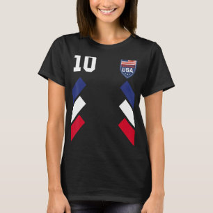 レトロ10 USAサッカーアメリカ合衆国サッカーアメリカ国旗Desi Tシャツ