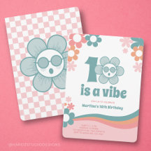 レトロ10th誕生日ガールパーティの招待状
