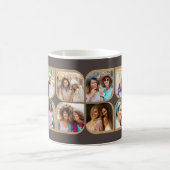 レトロ12フォトピンホイールフラワーペタルブラウン コーヒーマグカップ (中央)